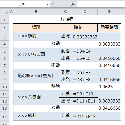 Excel講座 行程表を時間の足し算を使って作成する5つの手順 Bizfaq ビズファック